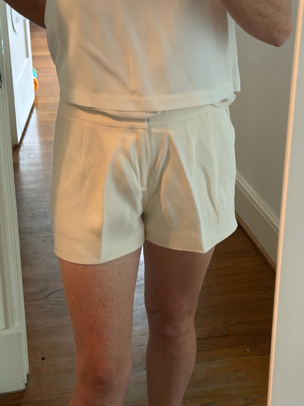 Haute Hippie Cream High-Waist Pleated Shorts